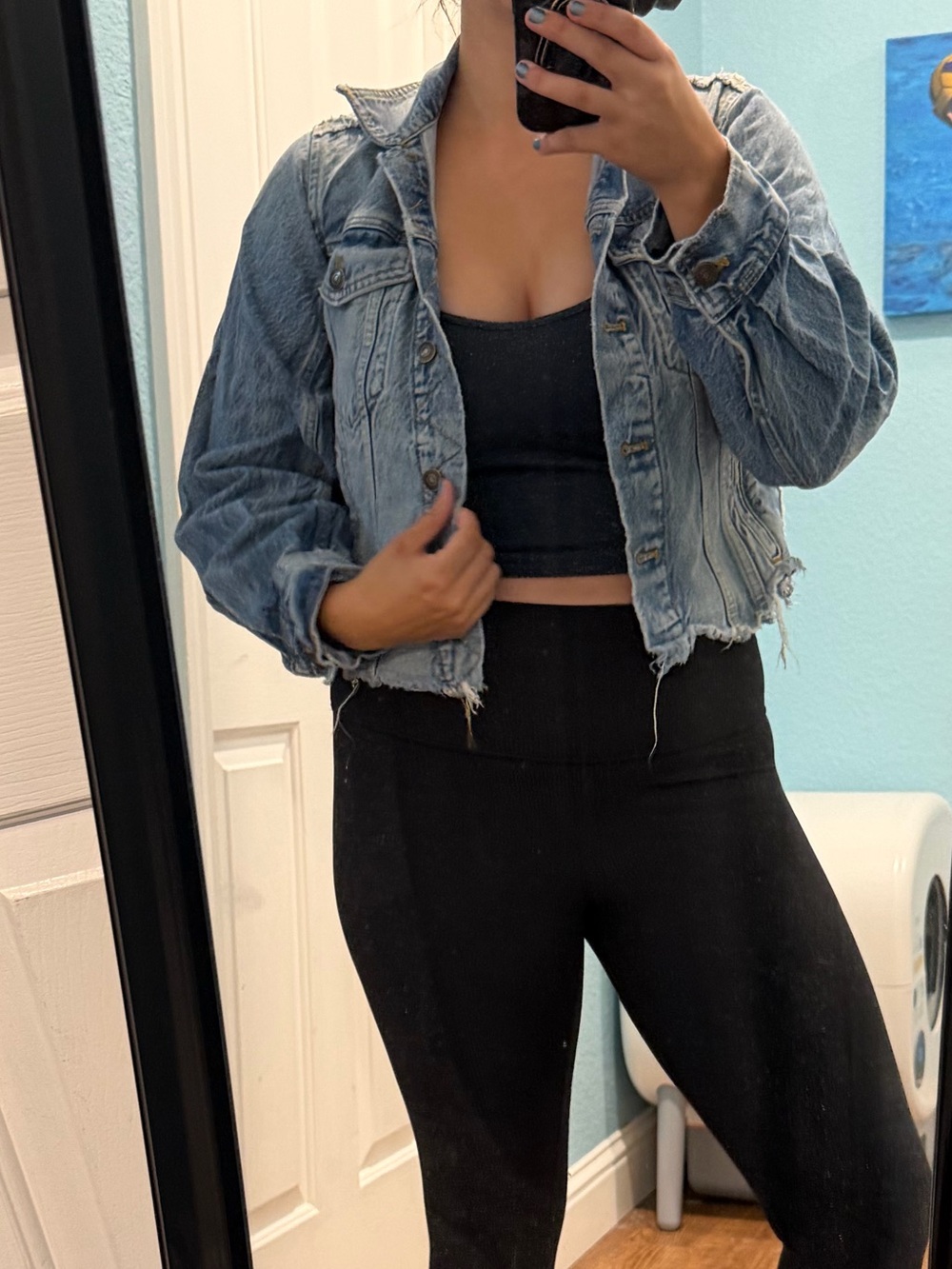 Free people jean jacket- raw hem